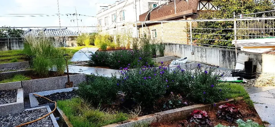 Shin Dong-yeop Literary Museum, Buyeo · 2019 — A community garden designed and built with residents.
